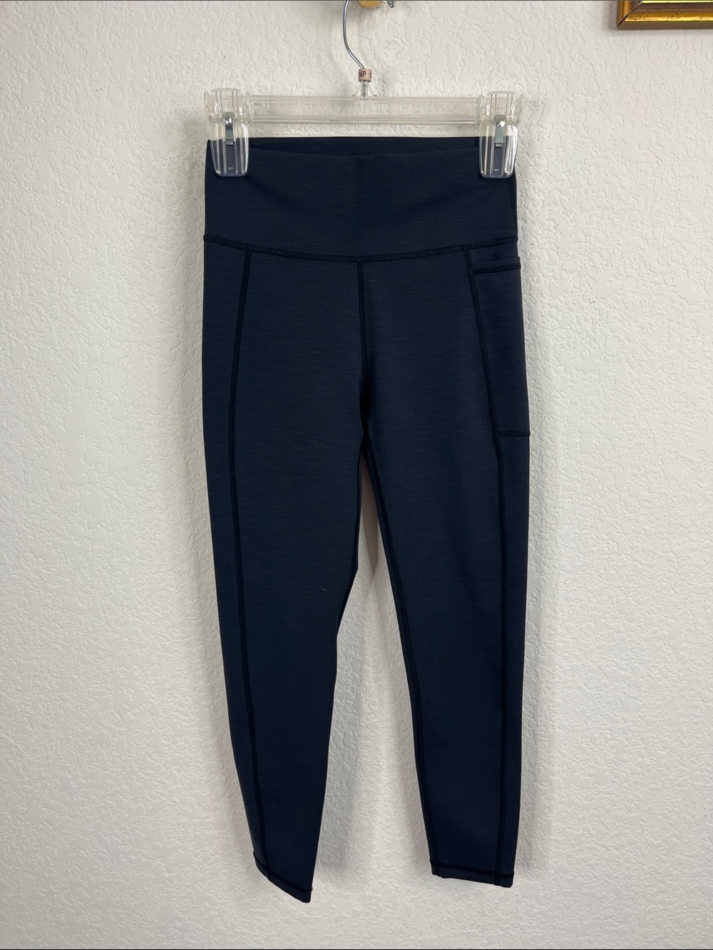 Sweaty Betty The Super Sculpt Leggings Pockets Gray Striped Marled 7/8 Length